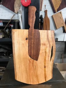 knife handle cutting board - light color